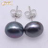 Genuine Pearl Earrings Natural 925 Silver Pearl Jewelry Flat Round Cultured Pearl 925 Earrings Fashion(9-10mm)