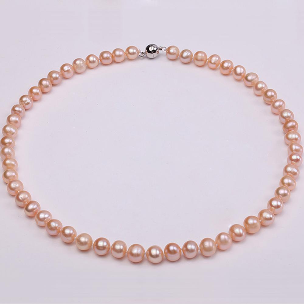 Genuine Purple Pink 6-7 mm Real Round Cultured Pearl Necklace 18