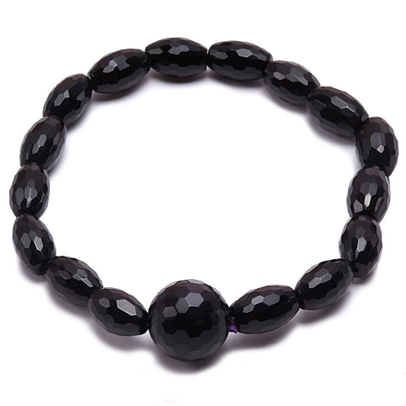 Jewelry Men Bracelet Women Bracelet 12x8mm Black Oval Faceted Agate Gift Bracelet 7.5