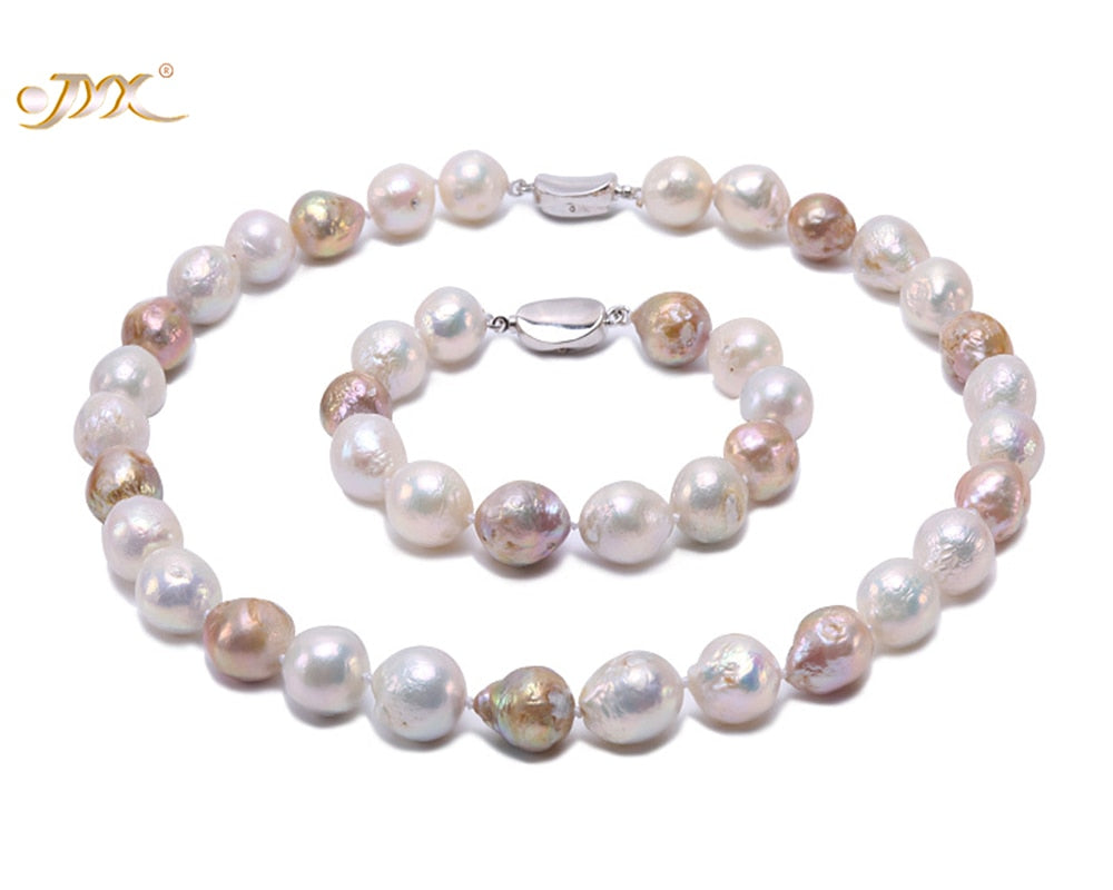 Jewelry Sets Necklace Set Multicolor Cultured Baroque Pearl Necklace and Bracelet Party jewelry Gift AAA 18.5