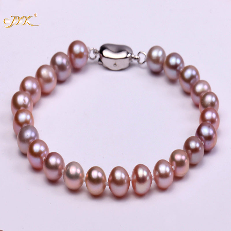 Natural 7-9mm AAA Lavender Round Pearl Bracelet Wedding Gifts