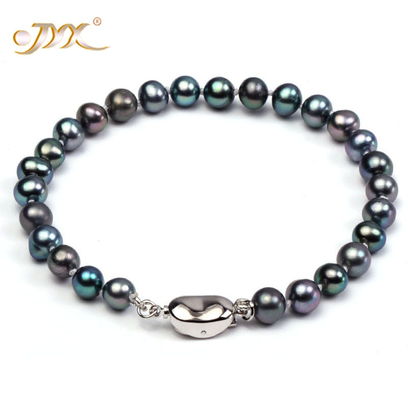 Peacock Green Multicolor Bracelet Natural Cultured Pearl Round Women Bracelet Mother bracelet Black bracelet