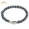 Peacock Green Multicolor Bracelet Natural Cultured Pearl Round Women Bracelet Mother bracelet Black bracelet
