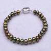 Peacock Green Multicolor Bracelet Natural Cultured Pearl Round Women Bracelet Mother bracelet Black bracelet
