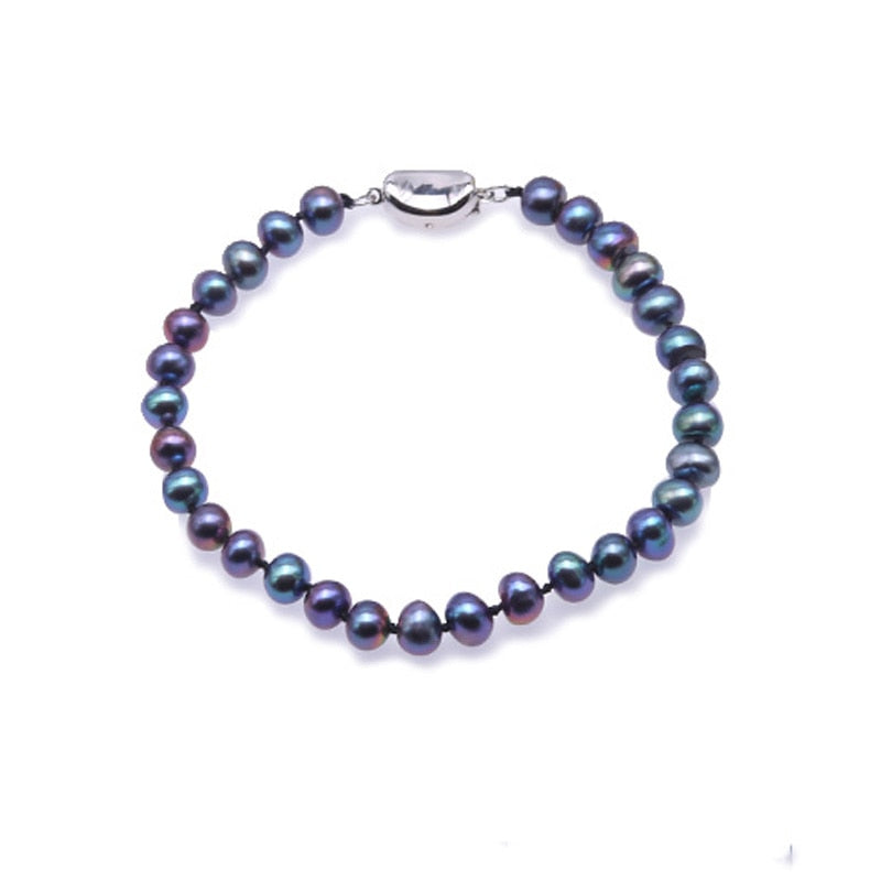 Peacock Green Multicolor Bracelet Natural Cultured Pearl Round Women Bracelet Mother bracelet Black bracelet