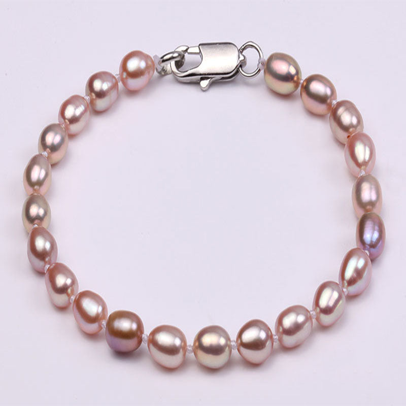 Pearl Bracelet 5-6mm Purple Oval Cultured Natural Bracelet Birthd Wedding Bracelet Gifts