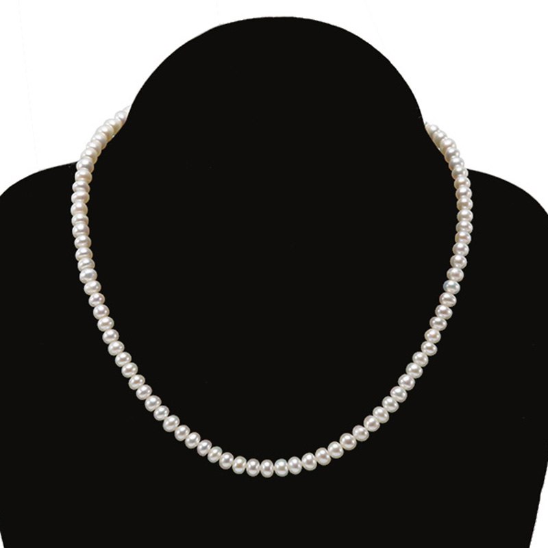 Pearl Necklaces Jewelry 5-12mm White Flatly Round Pearl Necklace Choker for Women 18