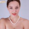 Pearl Necklaces Jewelry 5-12mm White Flatly Round Pearl Necklace Choker for Women 18