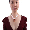 Real Natural 9-10mm White Pearl with Rose Quartz and Agate Necklace