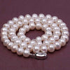 Real Pearl Necklace 5-8mm White Flatly Round Pearl Choker Necklace 16