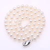 Real Pearl Necklace 5-8mm White Flatly Round Pearl Choker Necklace 16