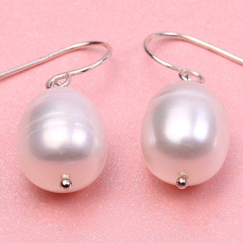 Silver Earrings 925 Pearl Earrings Drop- Shaped Pearl Drop Earrings Fine 100% Real 2020