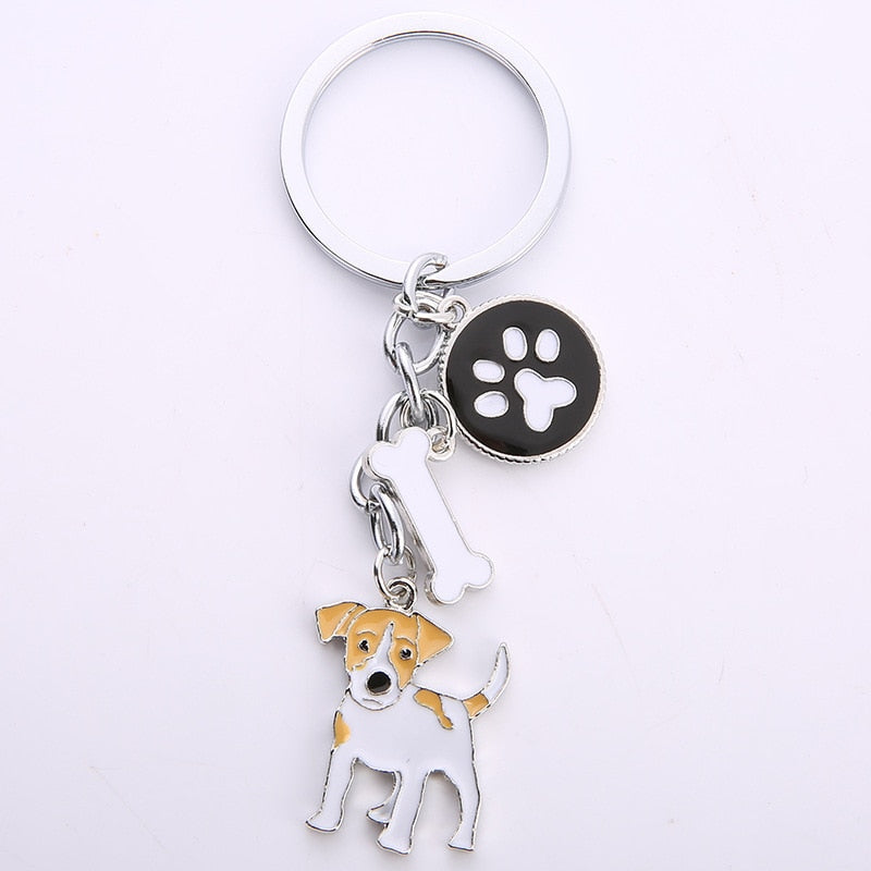 Jack Russell Terrier Keychain For Women Men Bulldog Shepherd Dog Pendant Key Ring Pet Jewerly Friends Christmas Gift llavero