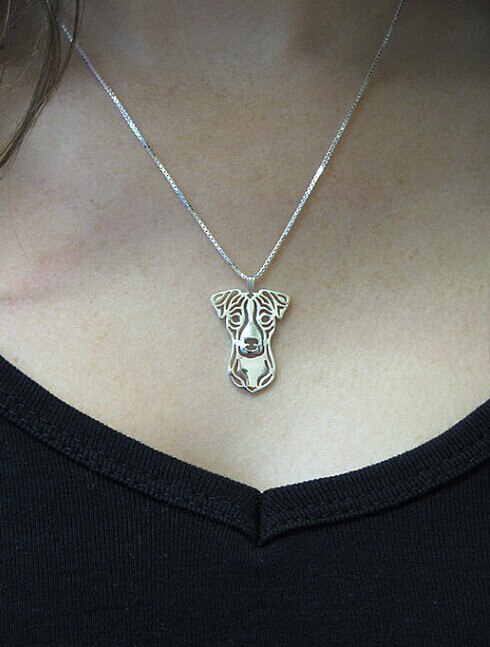 Jack Russell Terrier necklace pendant jewelry golden colors plated