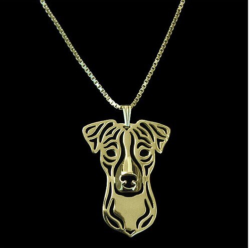 Jack Russell Terrier necklace pendant jewelry golden colors plated