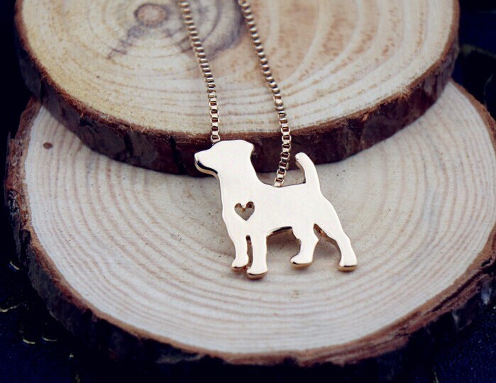 Jack Russell terrier  pet lover necklace dog pendant alloy jewelry golden colors plated