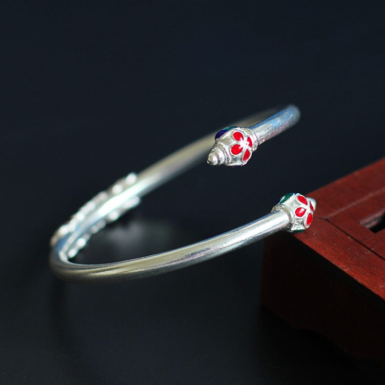 Jade Bangle Women Anniversary Promotion 2020 Hot Sale Pure Manual Women's Fashion S925 Bracelet Of The Lacq Jewels Gift