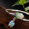 Jade bangles 925 sterling silver mosaic he tian jade-stone Enamel bangles for women wild charm fine jewelry ethnic design gift