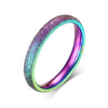 Jaedme Rainbow Colorful Rings for Women Stainless Steel Ring Unique Frosted Sandblasting