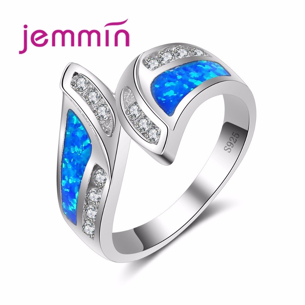 Jammin Personalized Girl Ring S925 Sterling silver Ring With Open Design White Glass Crystal Shinning Ring