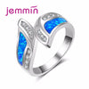 Jammin Personalized Girl Ring S925 Sterling silver Ring With Open Design White Glass Crystal Shinning Ring