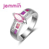 Jammin S925 Sterling Sliver Ring With Oval Pink Crystal Jewelry Inl White and Purple Luxury Weeding Party Ring for Women