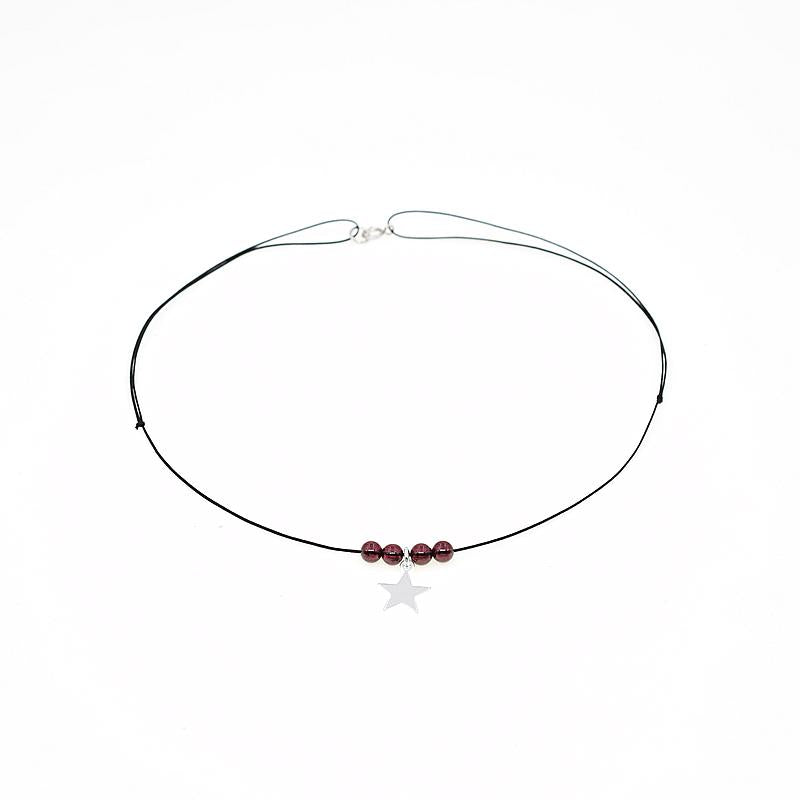 January Birthstone Pendant Chokers Necklaces Adjustable Rope Chains 925 Silver Star Charms Natural Garnet Jewelry Women #k001n