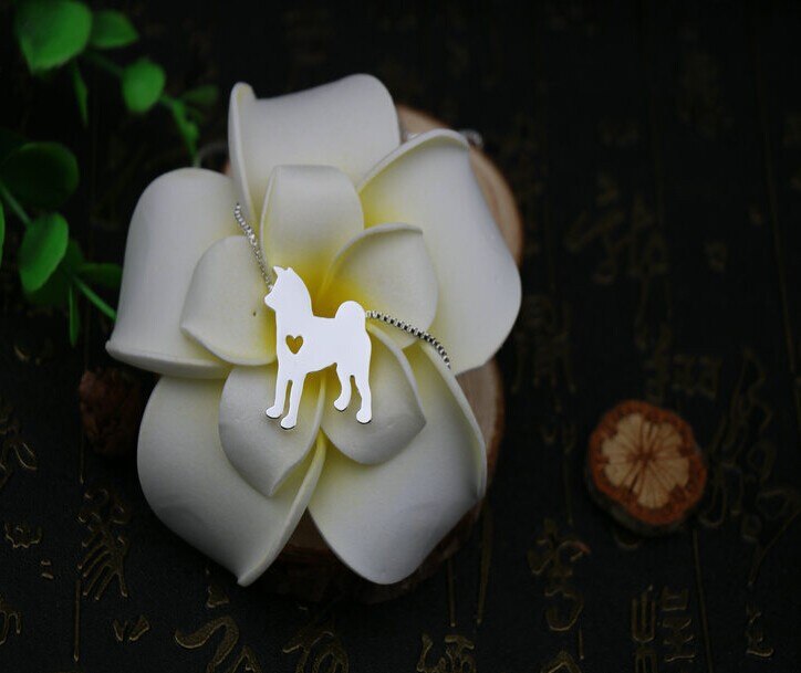 Japan Akita dog necklace dog pendant jewelry golden colors plated