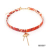 Japan Fabric Printed Flamingo Cloud Fans Summer Girls Woman Choker Vintage Clavicular Chain Short Necklace Jewelry-YY