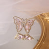 Japan Korea design jewelry exaggerated crystal butterfly opening adjustable ring trendy prom party ring for women