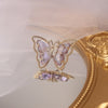 Japan Korea design jewelry exaggerated crystal butterfly opening adjustable ring trendy prom party ring for women
