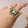 Japan Korea design jewelry exaggerated crystal butterfly opening adjustable ring trendy prom party ring for women