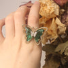 Japan Korea design jewelry exaggerated crystal butterfly opening adjustable ring trendy prom party ring for women