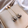 Japan Korean design jewelry elegant water droplets hollow crystal earrings long gold chain earrings for women