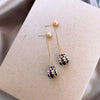 Japan Korean design jewelry elegant water droplets hollow crystal earrings long gold chain earrings for women