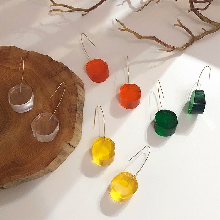 Japan South Korea Design Modern Women's Jewelry Color Transparent Acrylic Long Earrings