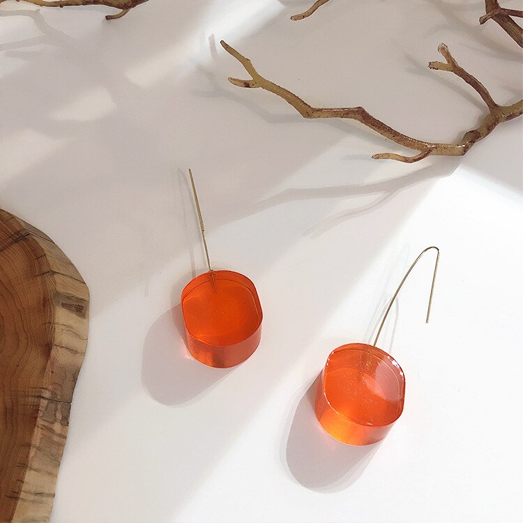 Japan South Korea Design Modern Women's Jewelry Color Transparent Acrylic Long Earrings