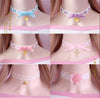 Japan velvet  flower pendant Choker Harajuku Cute Lolita Ribbon Chain Cosplay Women Necklace B589