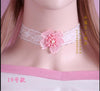 Japan velvet  flower pendant Choker Harajuku Cute Lolita Ribbon Chain Cosplay Women Necklace B589