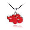 Japanese Anime Cosplay Akatsuki Organization Red Cloud Sign Pendant Necklace Women Men Black Leather Chain Collar Jewelry 2021