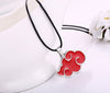 Japanese Anime Cosplay Akatsuki Organization Red Cloud Sign Pendant Necklace Women Men Black Leather Chain Collar Jewelry 2021