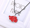 Japanese Anime Cosplay Akatsuki Organization Red Cloud Sign Pendant Necklace Women Men Black Leather Chain Collar Jewelry 2021
