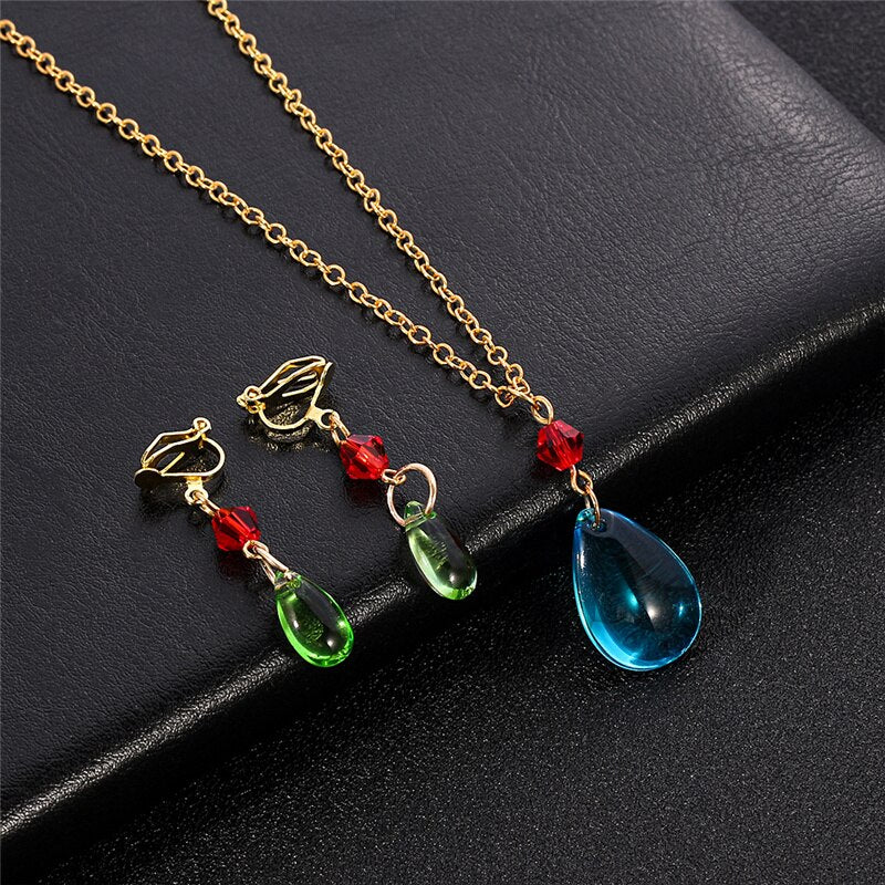 Japanese Cartoon Howl's Moving Castle Necklace Blue Crystal Pendant Necklaces Women Men Cosplay Party Jewelry