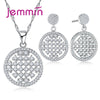 2020 Vintage Hollow Out CZ Crystal 925 Sterling Silver Bridal Jewelry Sets For Wedding Pendant Necklace Earrings Bijoux