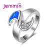 2020 Rings For Women 925 Sterling Silver Bridal Wedding Bands Jewelry Fine Blue Fire Opal Finger Ring Party Bijoux
