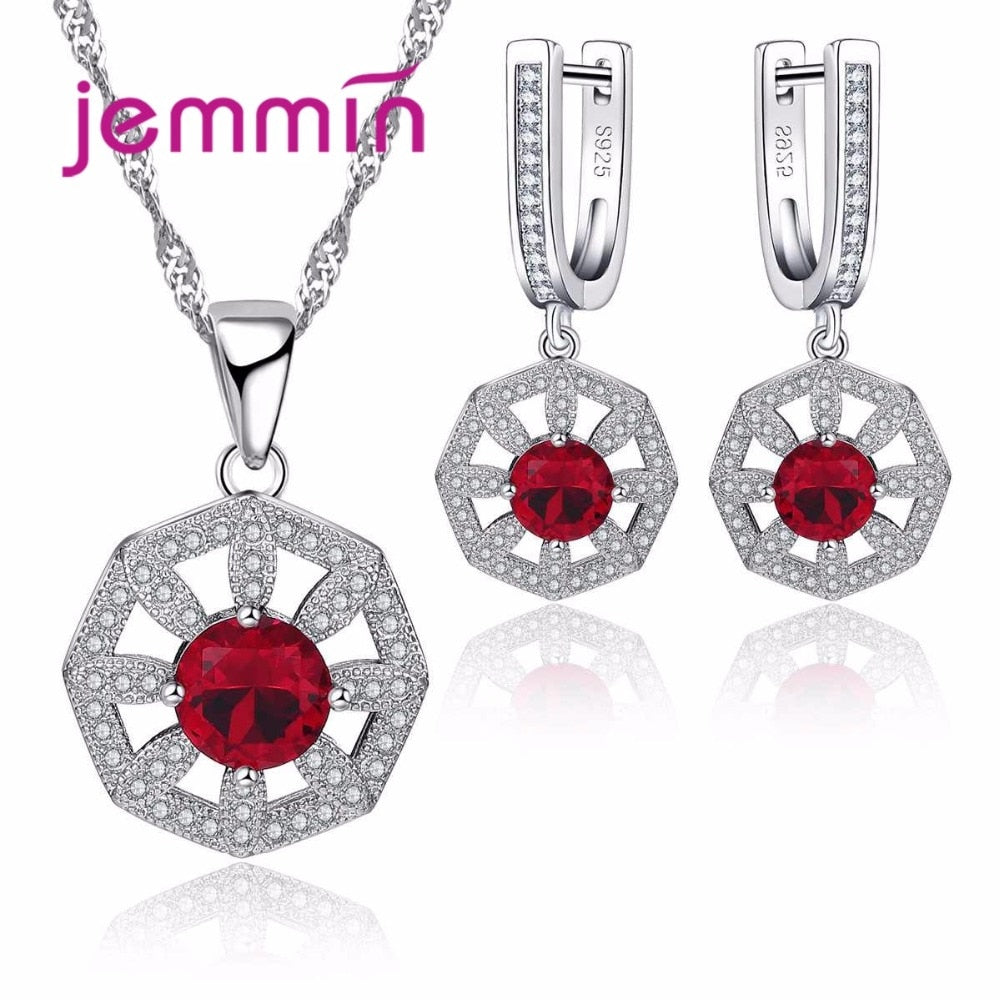 2020 Trendy Bridal Wedding Jewelry Sets For Female Fine Clear Rhinestone Pendant Necklace Earrings Women Set Party Bijoux