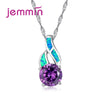 3 Colour 925 Sterling Silver Necklace Fine Opal Pendant Necklace For Women Austrian Crystal Engagement Wedding Jewelry