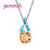 3 Colour 925 Sterling Silver Necklace Fine Opal Pendant Necklace For Women Austrian Crystal Engagement Wedding Jewelry