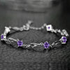 Vintage Unqiue Solid 14Kt White Gold Natural Amethyst Peridot Garnet Bracelet Natural Gem Luxury Design Wedding Jewelry NA0014A