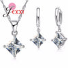 925 Sterling Silver Crystal Necklace Earrings Set For Engagement Gift Valentine's D Women Wedding Bridal Jewelry Sets